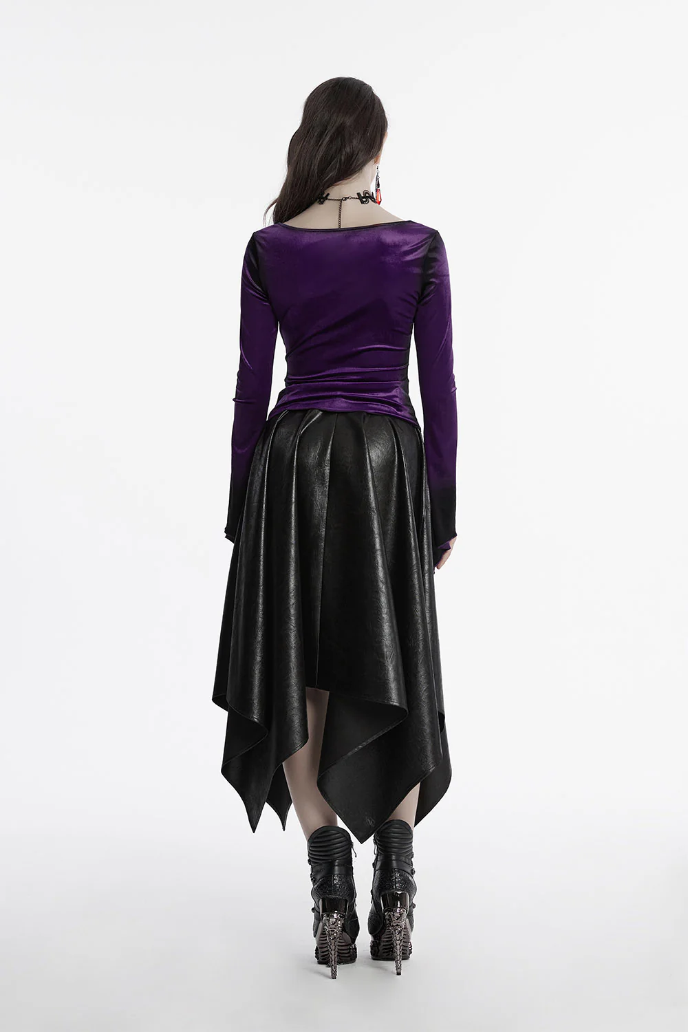 Amethyst Asymmetric Hem Velvet Top [Violet] - Image 4