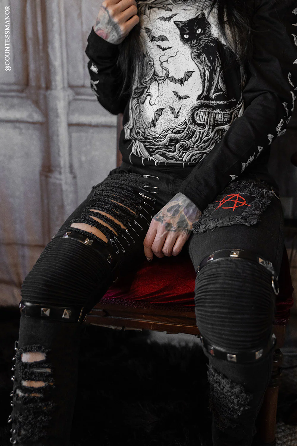 Annihilate Safety Pin Studded Pants [Unisex] - Image 3