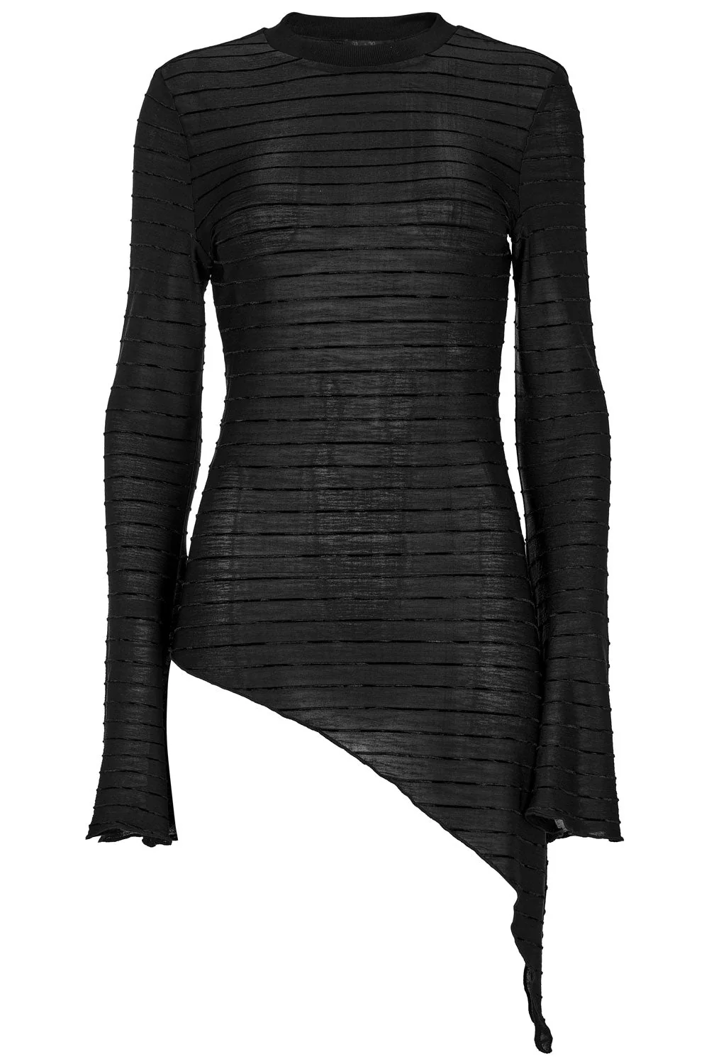 Asymmetric Mesh Striped Top - Image 2