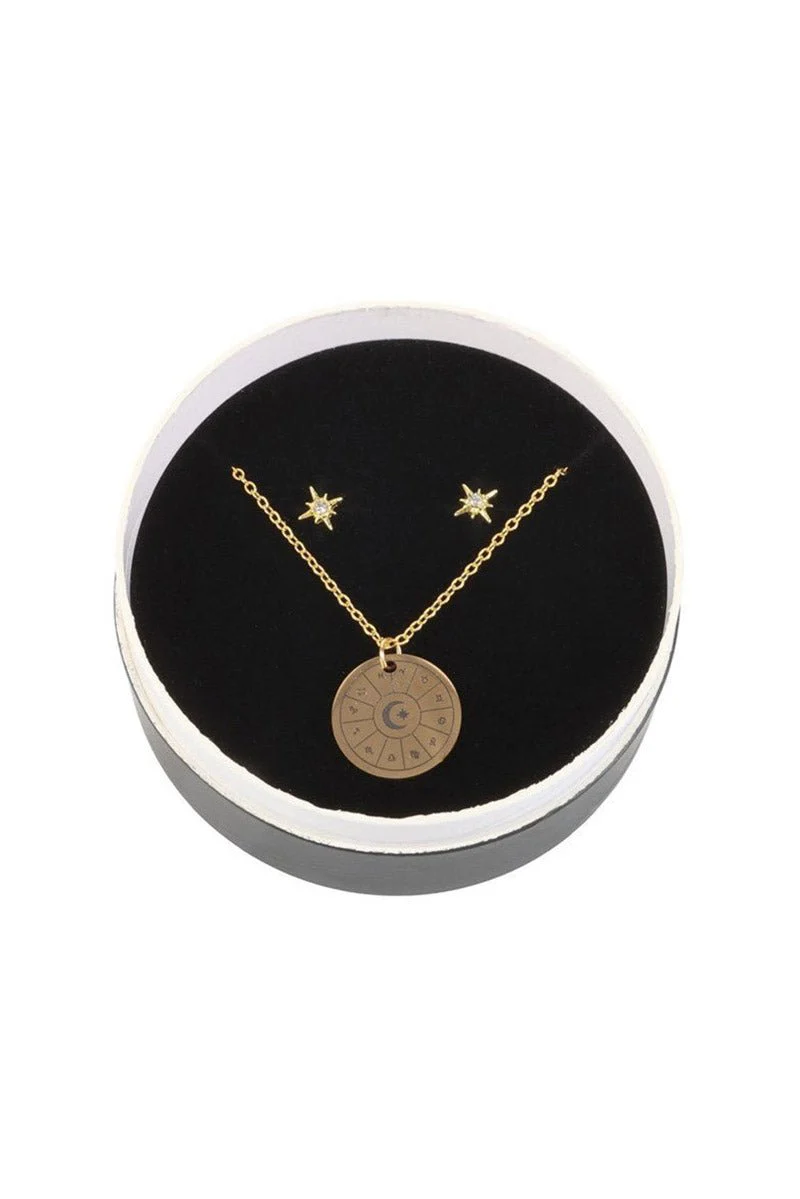 Astrology Wheel Earring and Necklace Set - Image 2