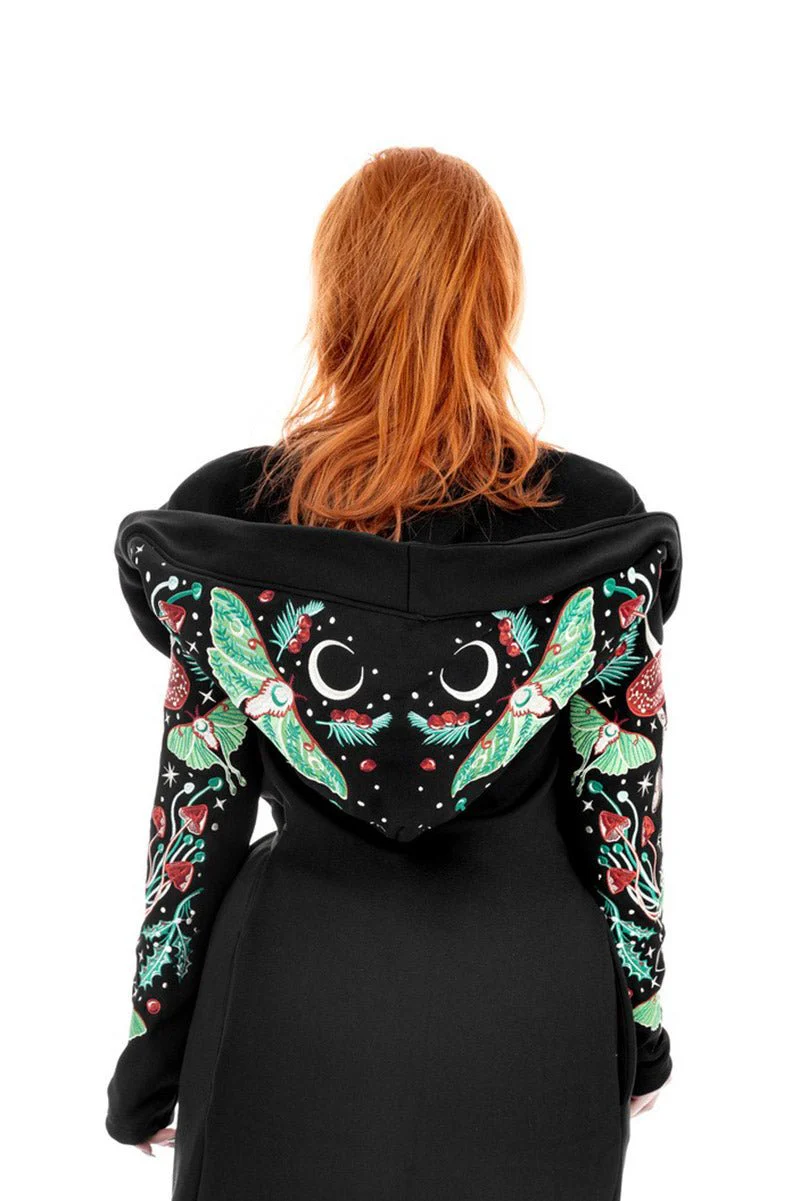 Autumnal Equinox Hoodie With Embroidery Luna Moths - Image 4