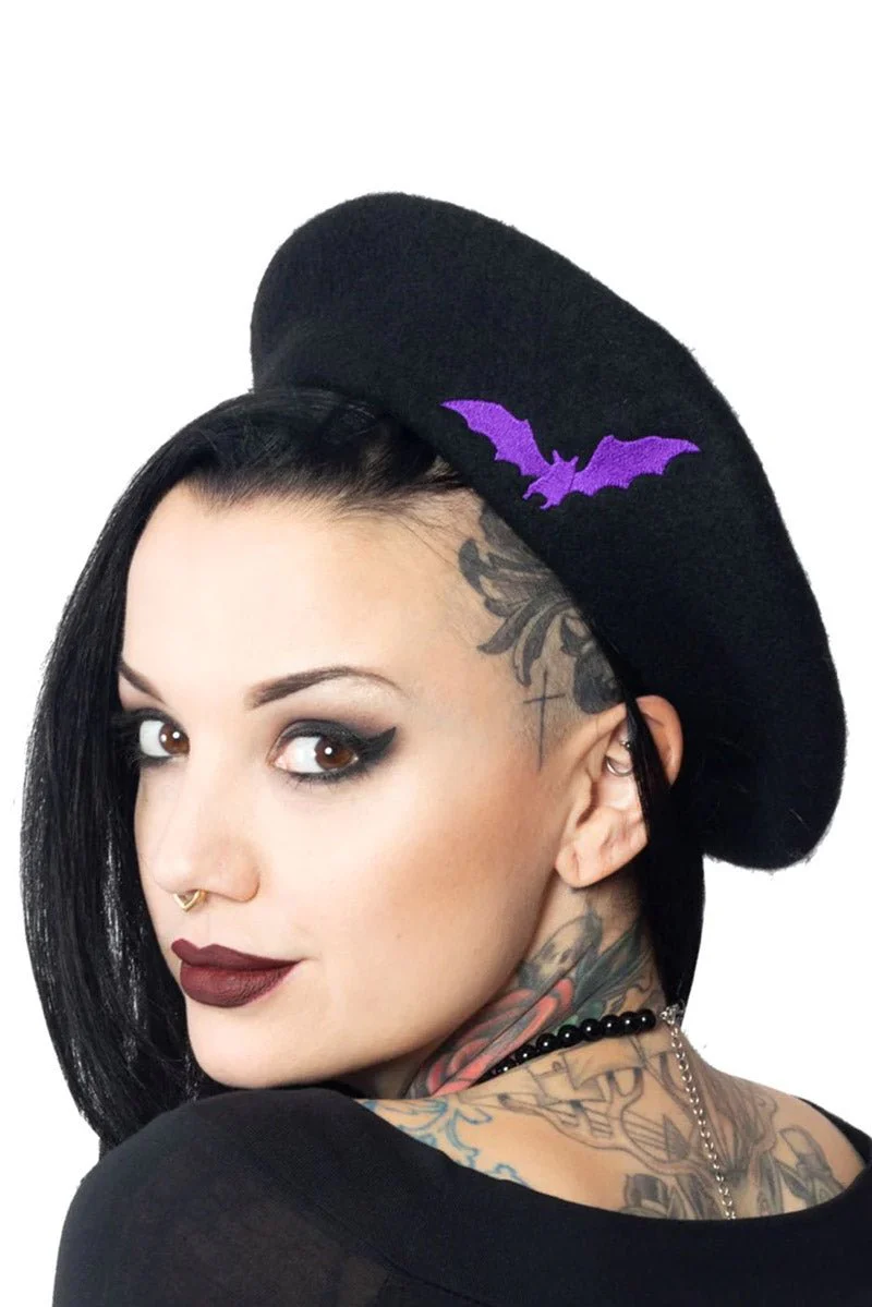 Bat Repeat Beret Hat [PURPLE] - Image 2