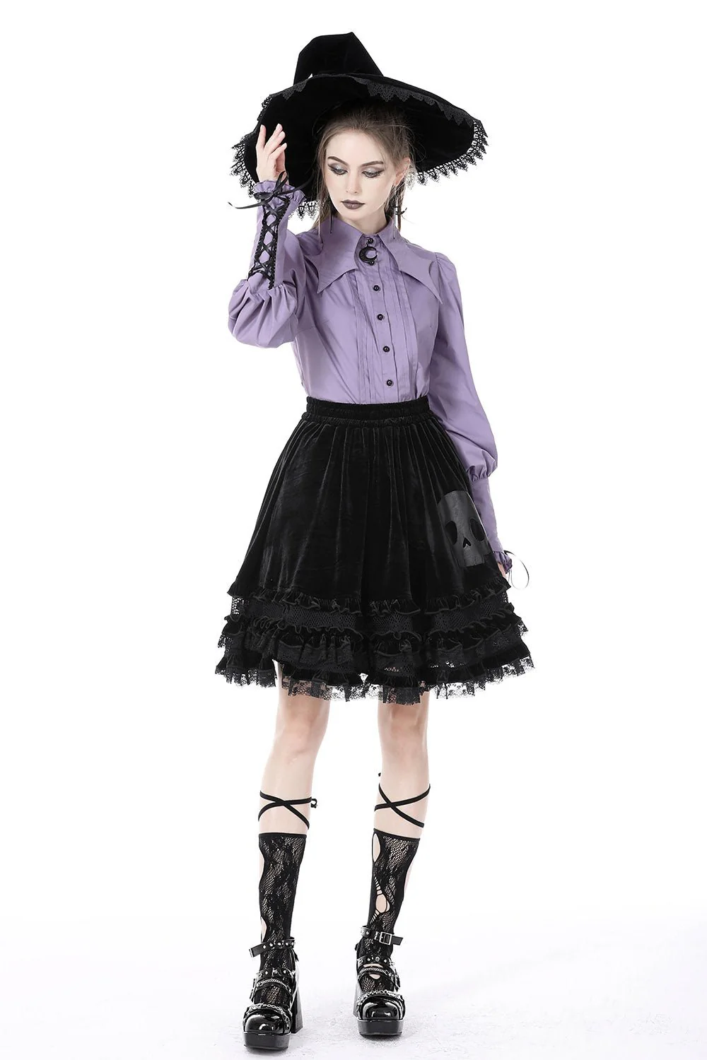 Batwing Collar Button-Up Blouse - Image 4