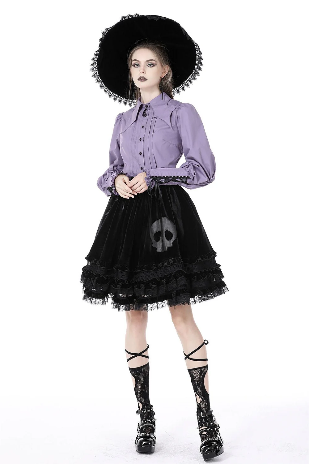 Batwing Collar Button-Up Blouse - Image 5