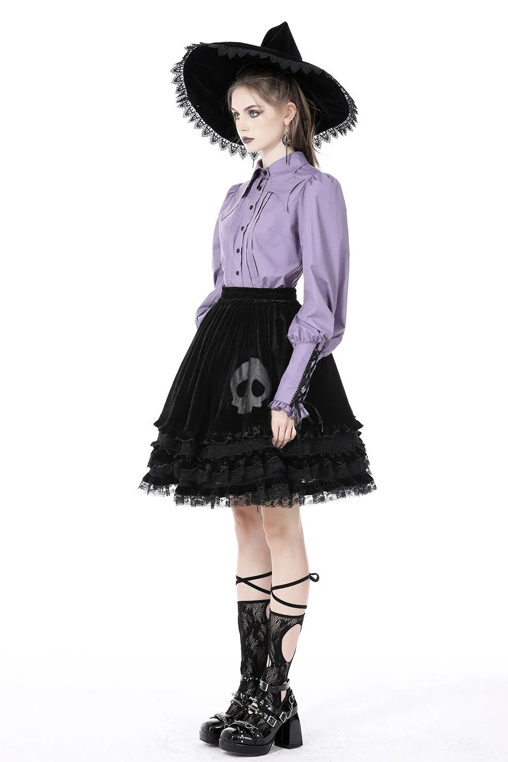 Batwing Collar Button-Up Blouse - Image 6