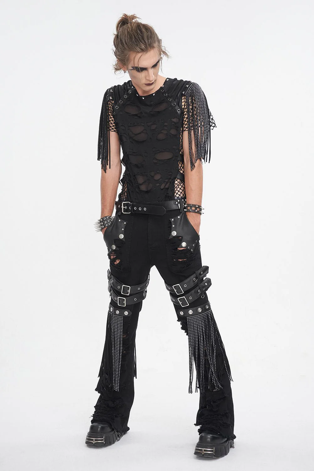 Batwing Pocket Ripped Punk Pants - Image 8