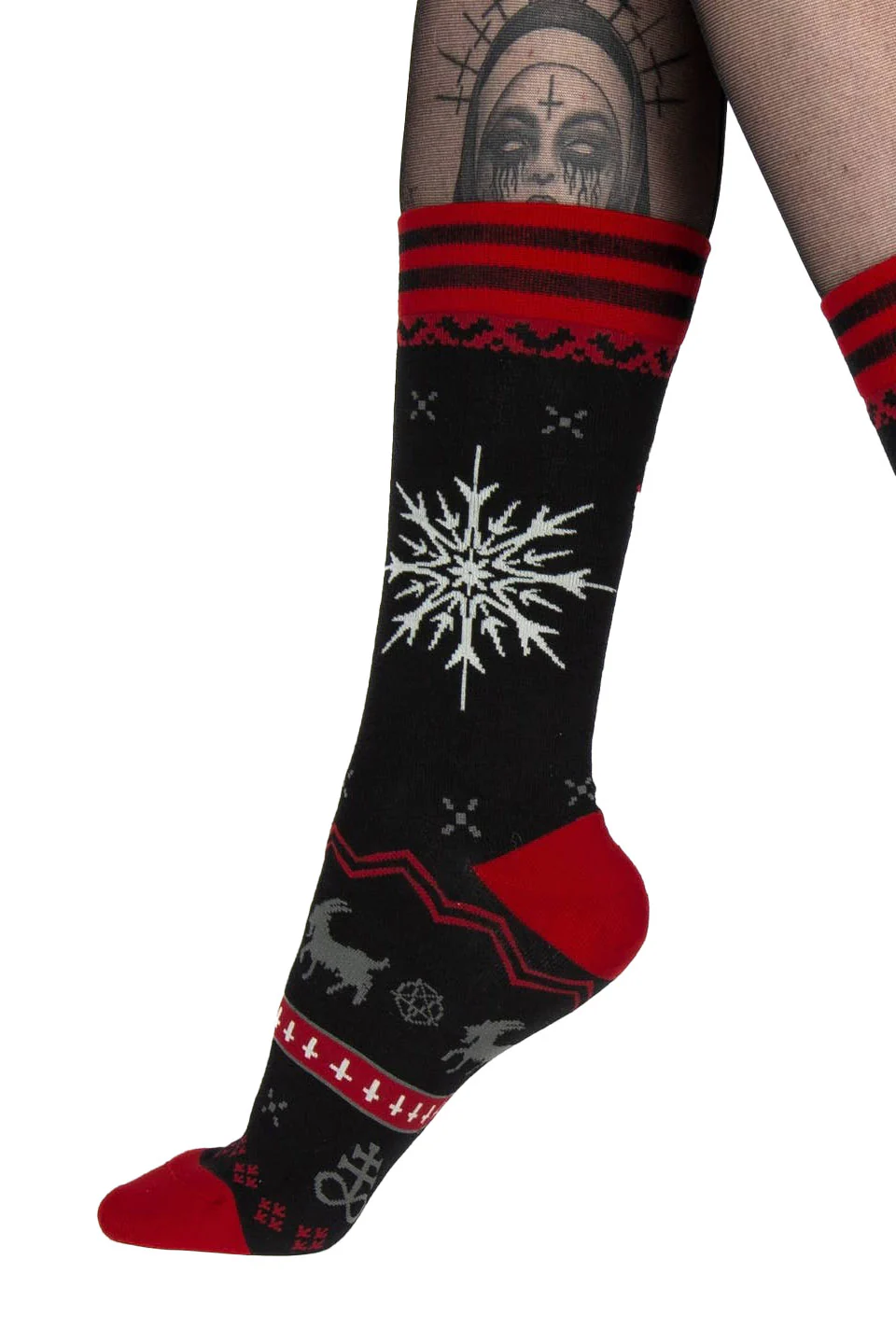 Beelzebuck Ugly Xmas Sweater Crew Socks - Image 3