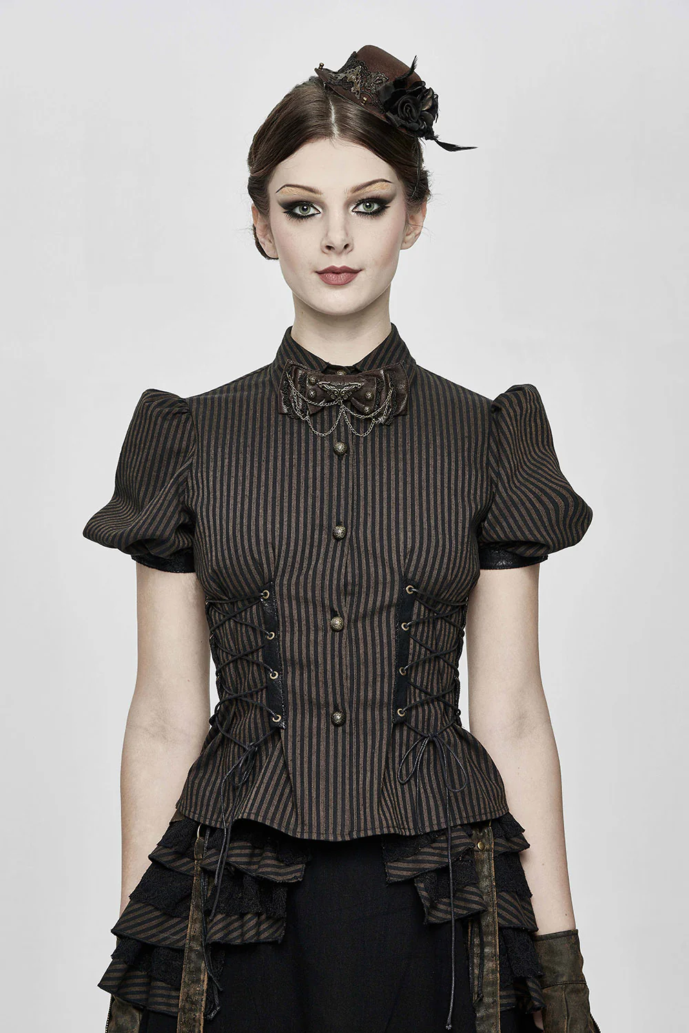 Belladonna Stripe & Stitch Puff Sleeve Top - Image 3