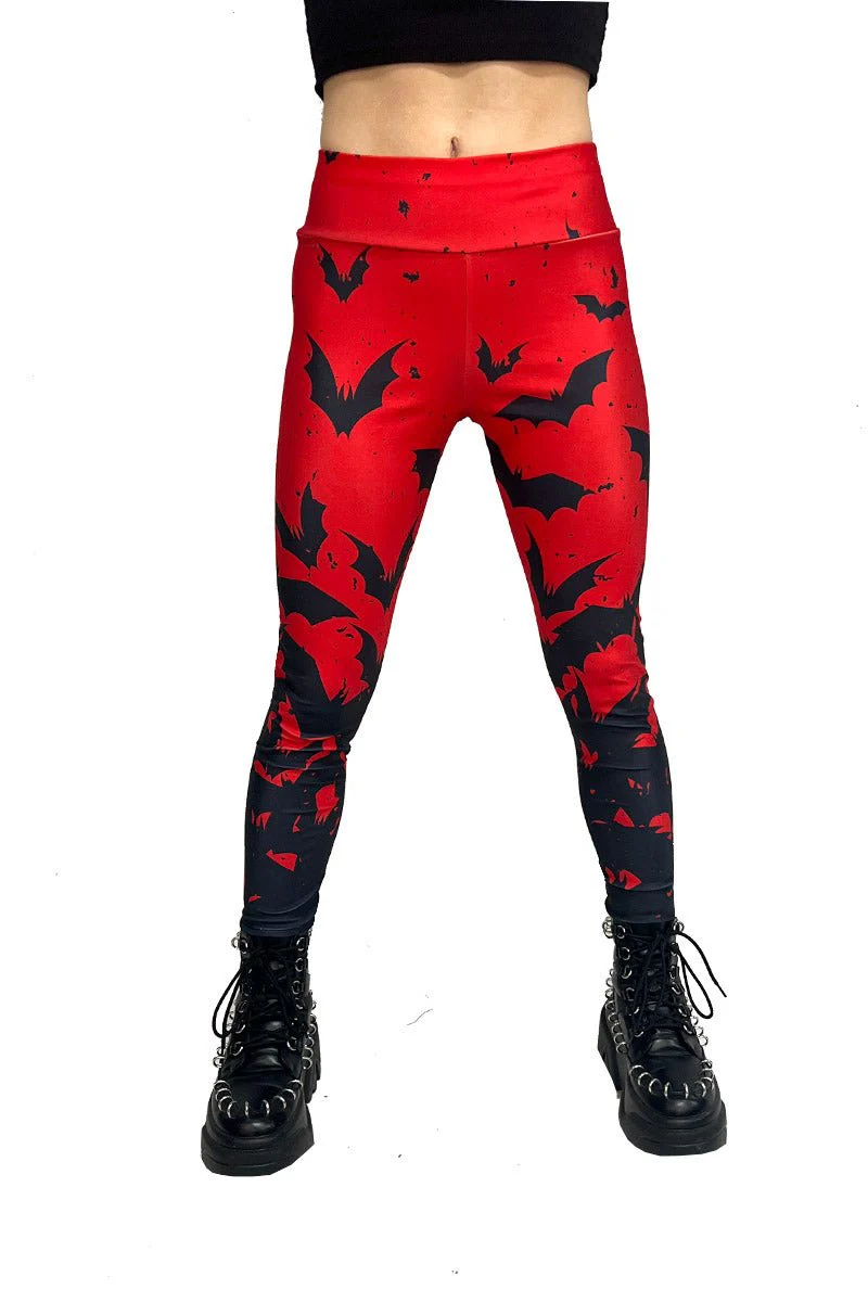 Bite Me Vampire Bat Leggings [RED/BLACK] - Image 8
