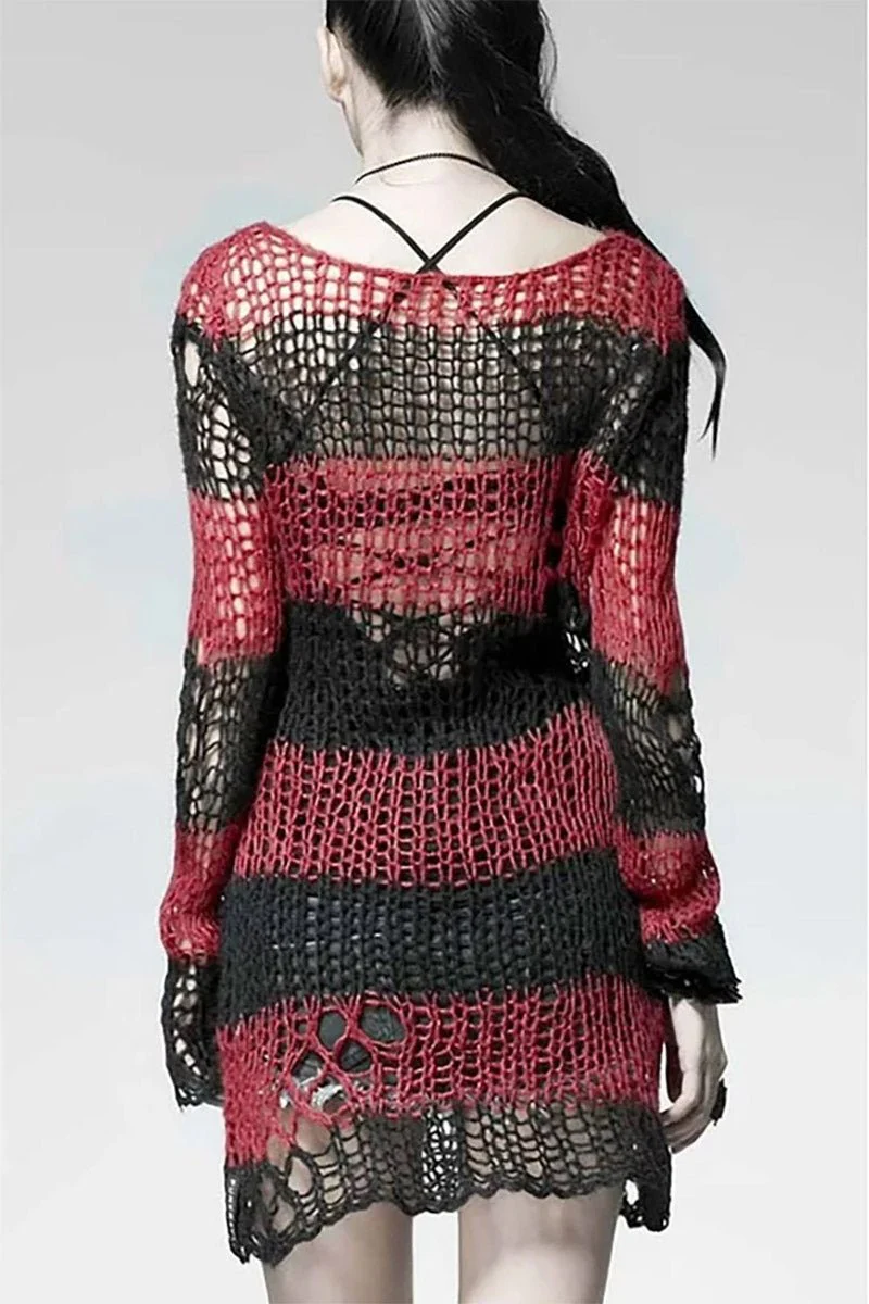 Black Blooded Striped Sweater [BLACK/RED] - Image 3