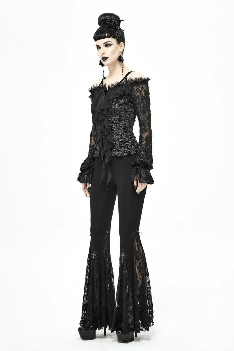 Black Blooms Velvet Top - Image 3