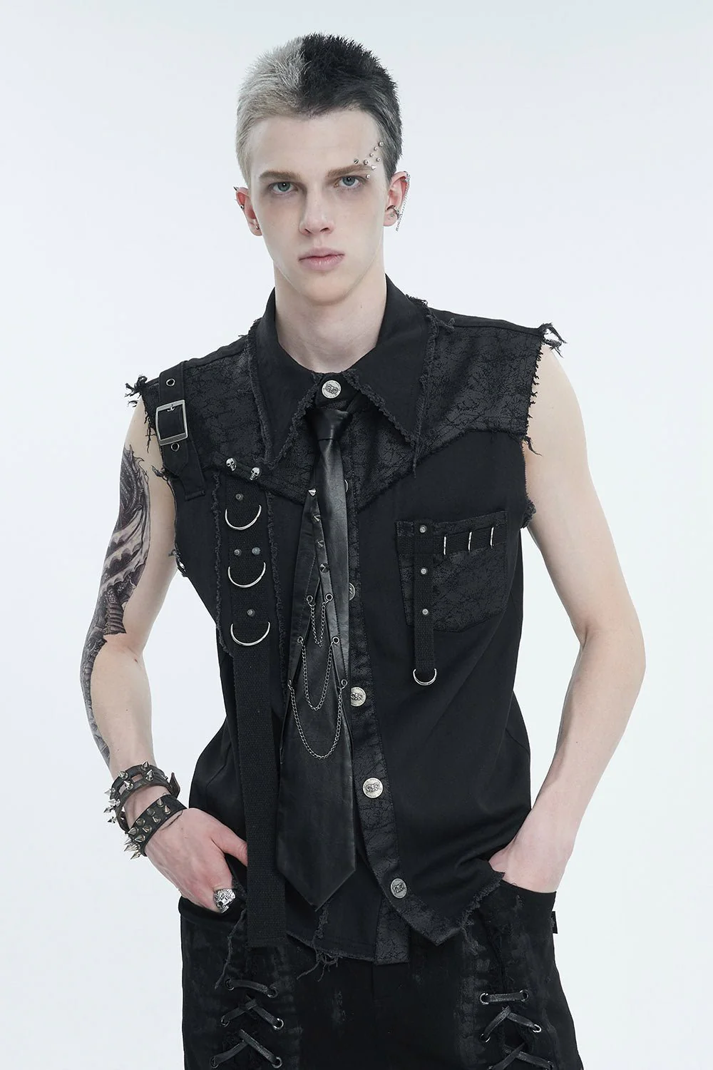 Black Death Denim Vest - Image 6