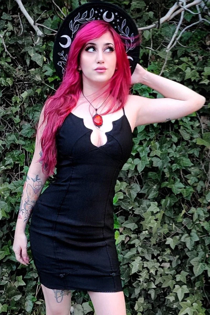 Black Gothic Bat Cup Dress - Image 4