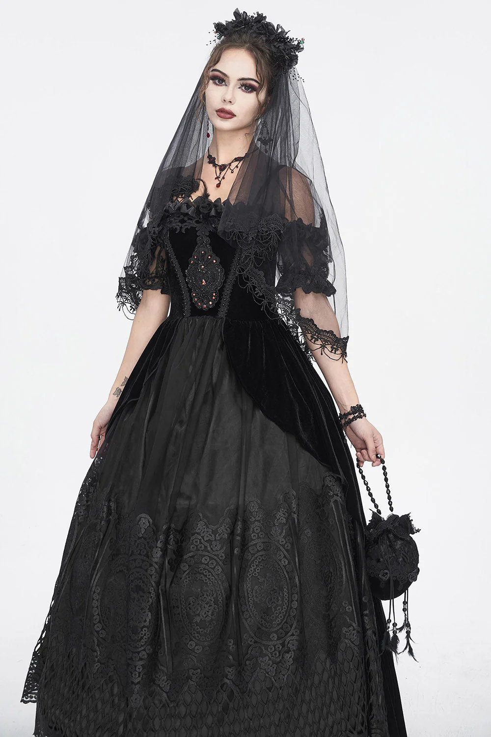 Black Manor Gothic Gown - Image 4