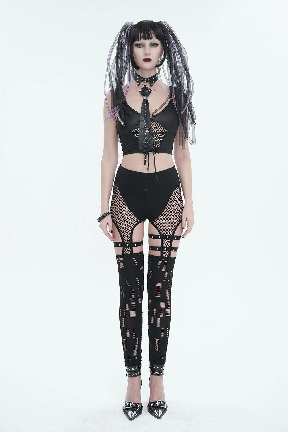 Black Mourn Garter Leggings - Image 4