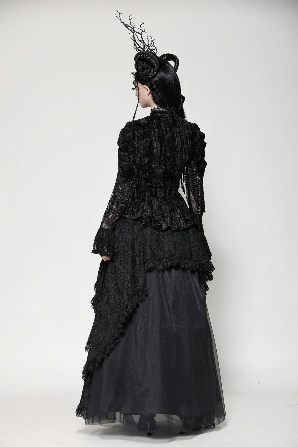 Black Seas Layered Goth Maxi Skirt - Image 4
