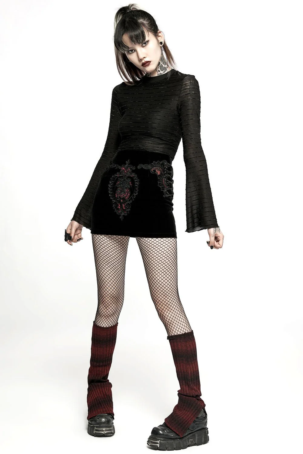 Black Velvet Vamp Mini Skirt - Image 10