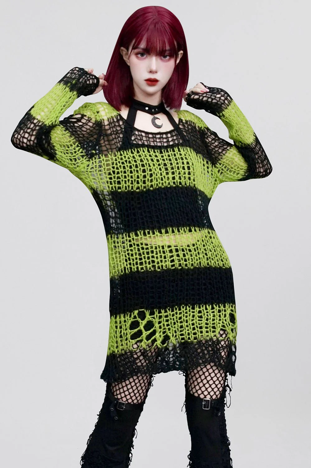 Bleed Green Striped Sweater [BLACK/GREEN] - Image 2