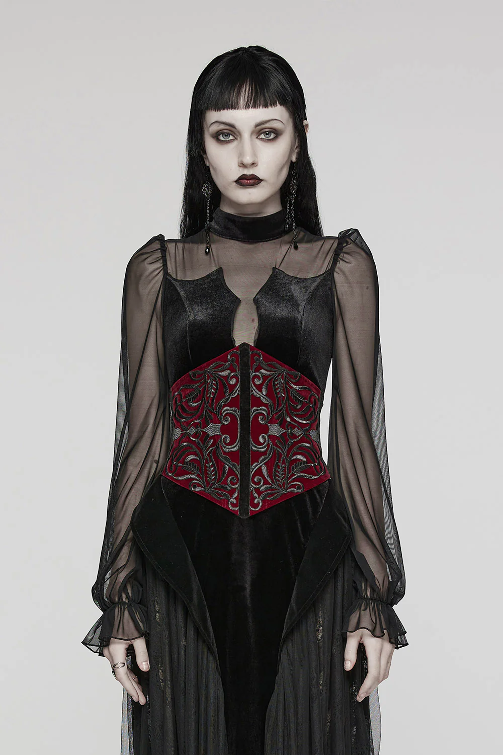 Blood Countess Embroidered Velvet Corset [Black/Red] - Image 2