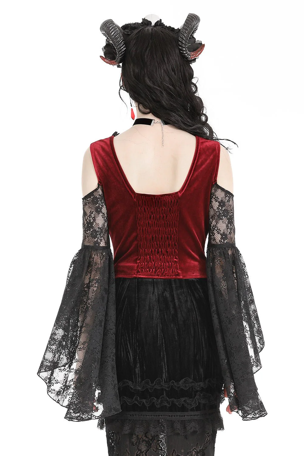 Blood Pact Embroidered Cold Shoulder Top - Image 4