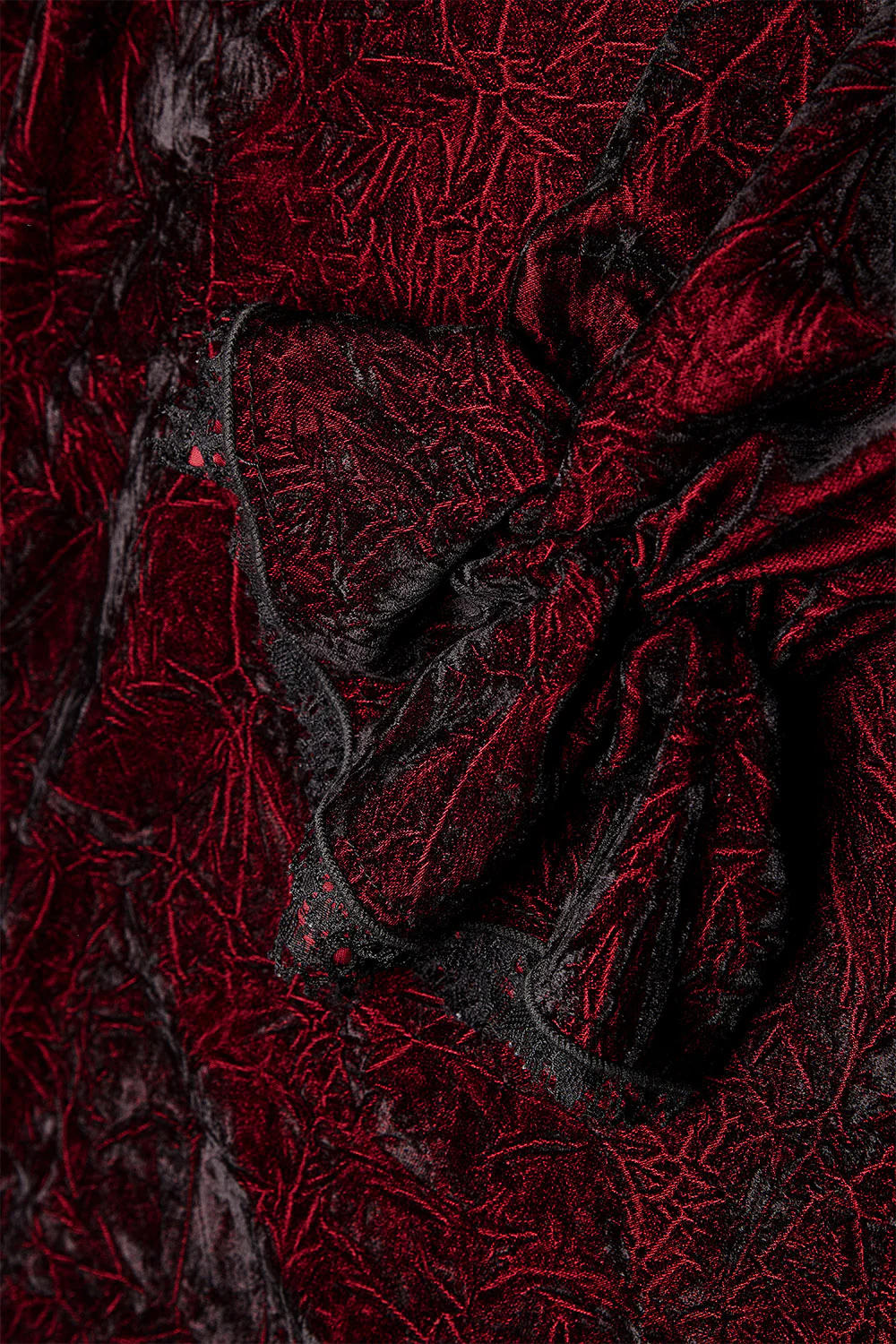 Bloodletting Lace-Up Velvet Shirt [Red] - Image 7