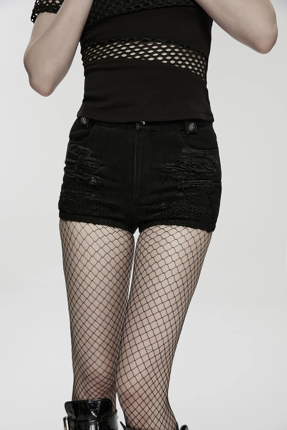 Boneash Shredded Shorts with Thigh Bag - Image 4