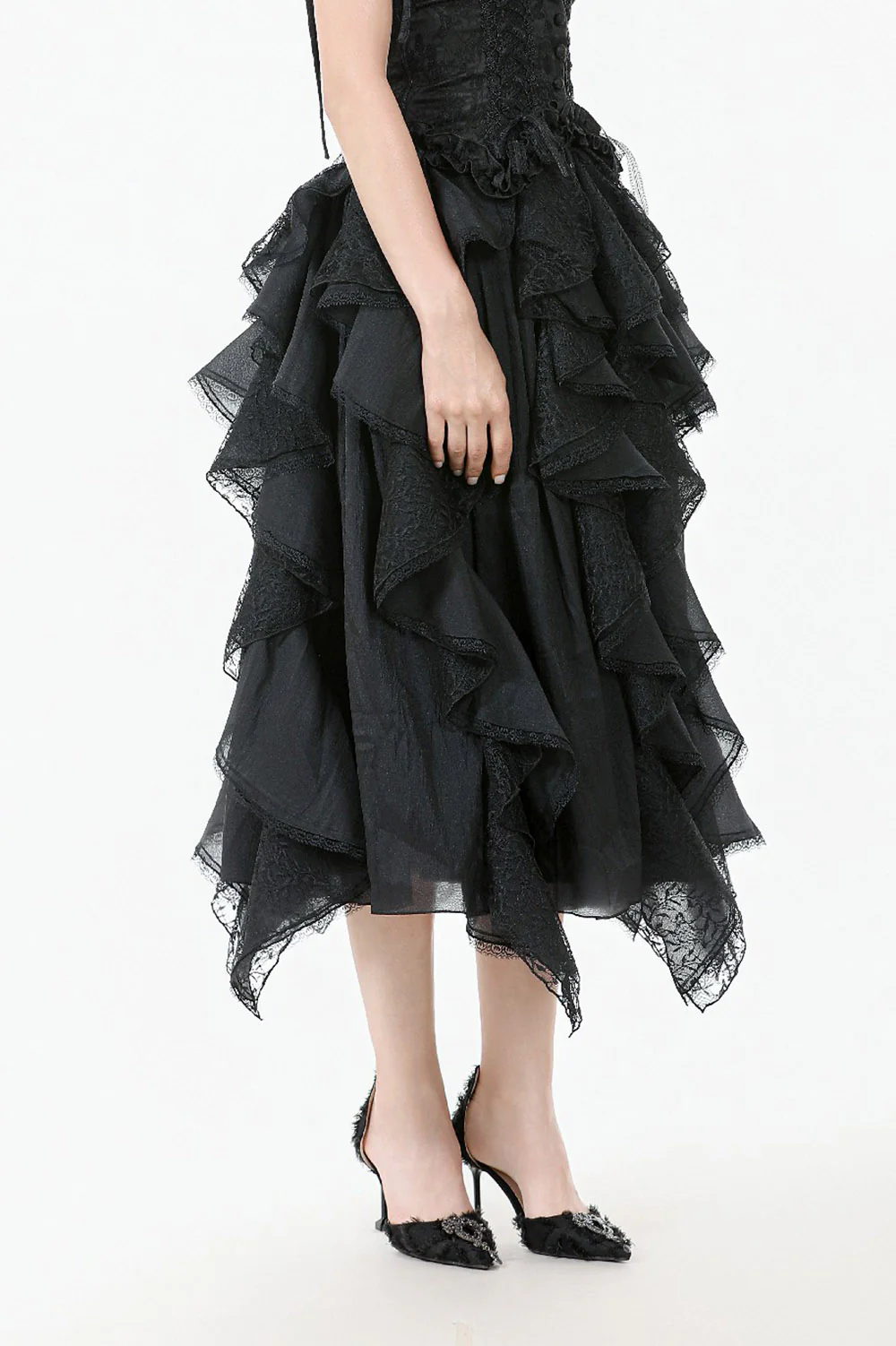 Bonham Layered Lace & Chiffon Skirt - Image 3