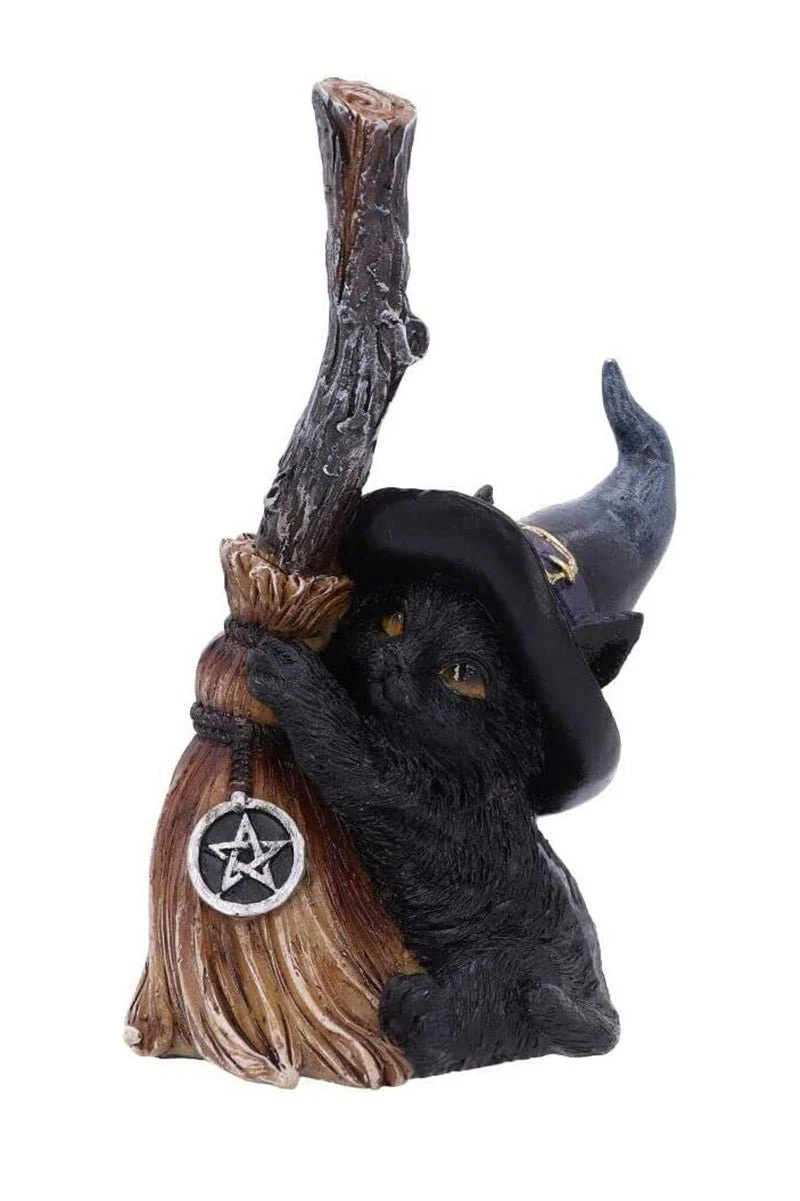Broom Guard Black Cat Statue