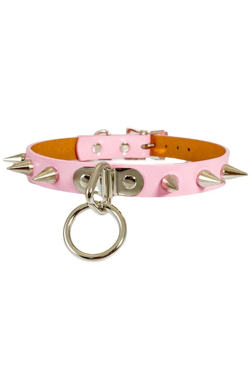 Bubblegoth Spiked Choker [PATENT PINK] - Image 2