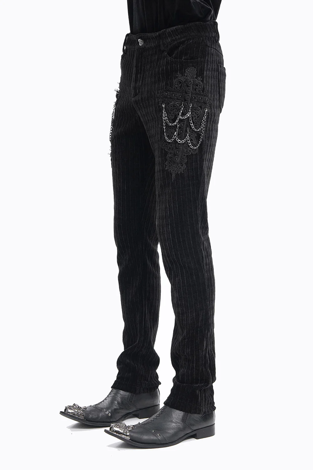 Cadaverous Black Velvet Vampire Pants - Image 3