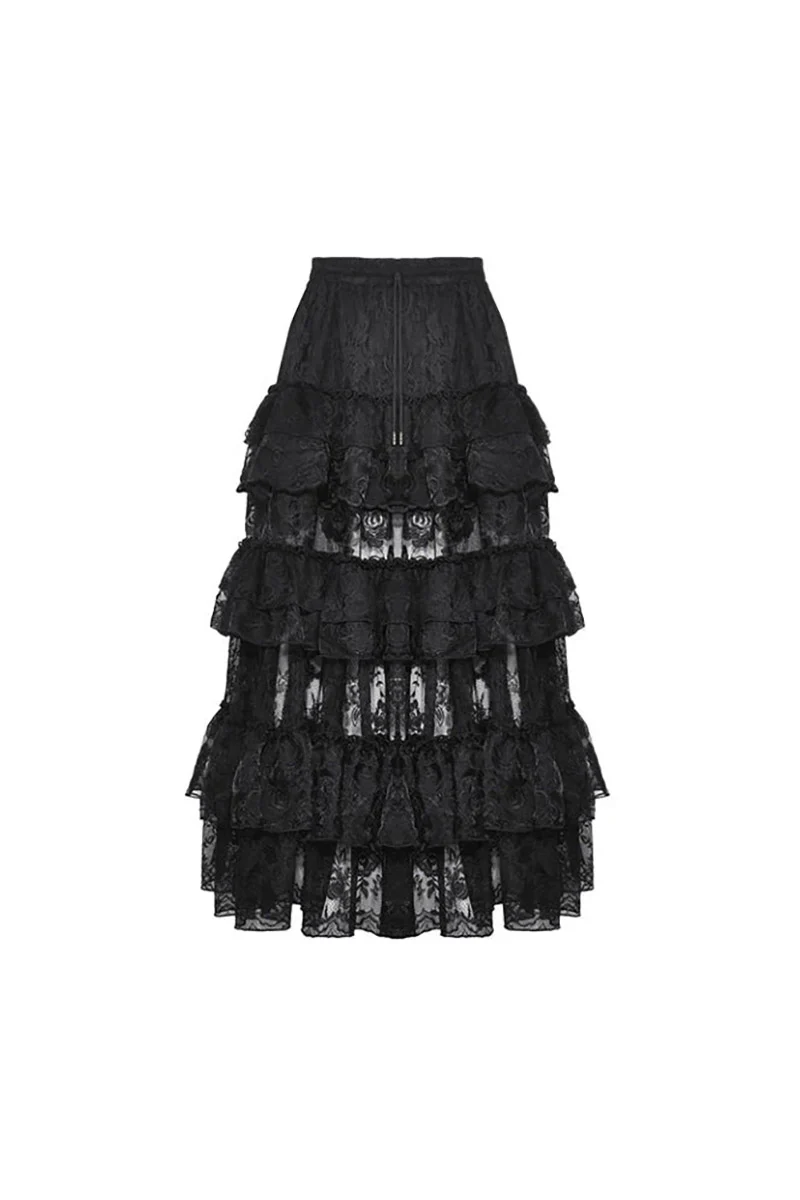 Calypso Gothic Tiered Lace Skirt - Image 7