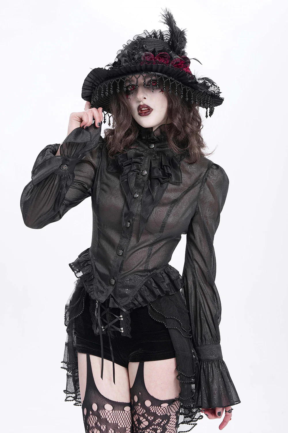 Catacomb Ruffled Mesh Button Shirt - Image 3