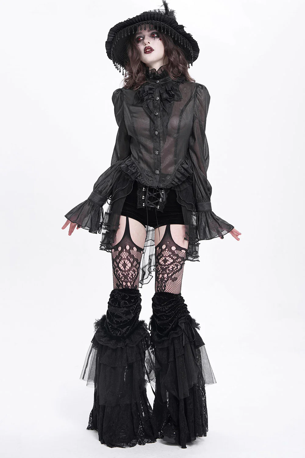 Catacomb Ruffled Mesh Button Shirt - Image 6