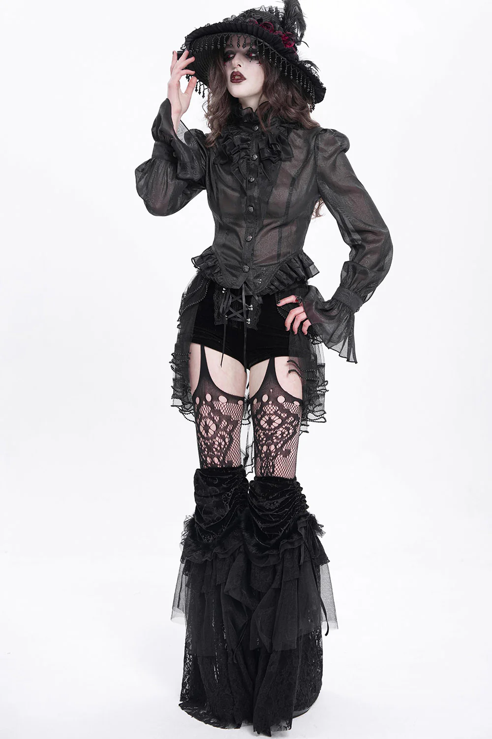 Catacomb Ruffled Mesh Button Shirt - Image 8