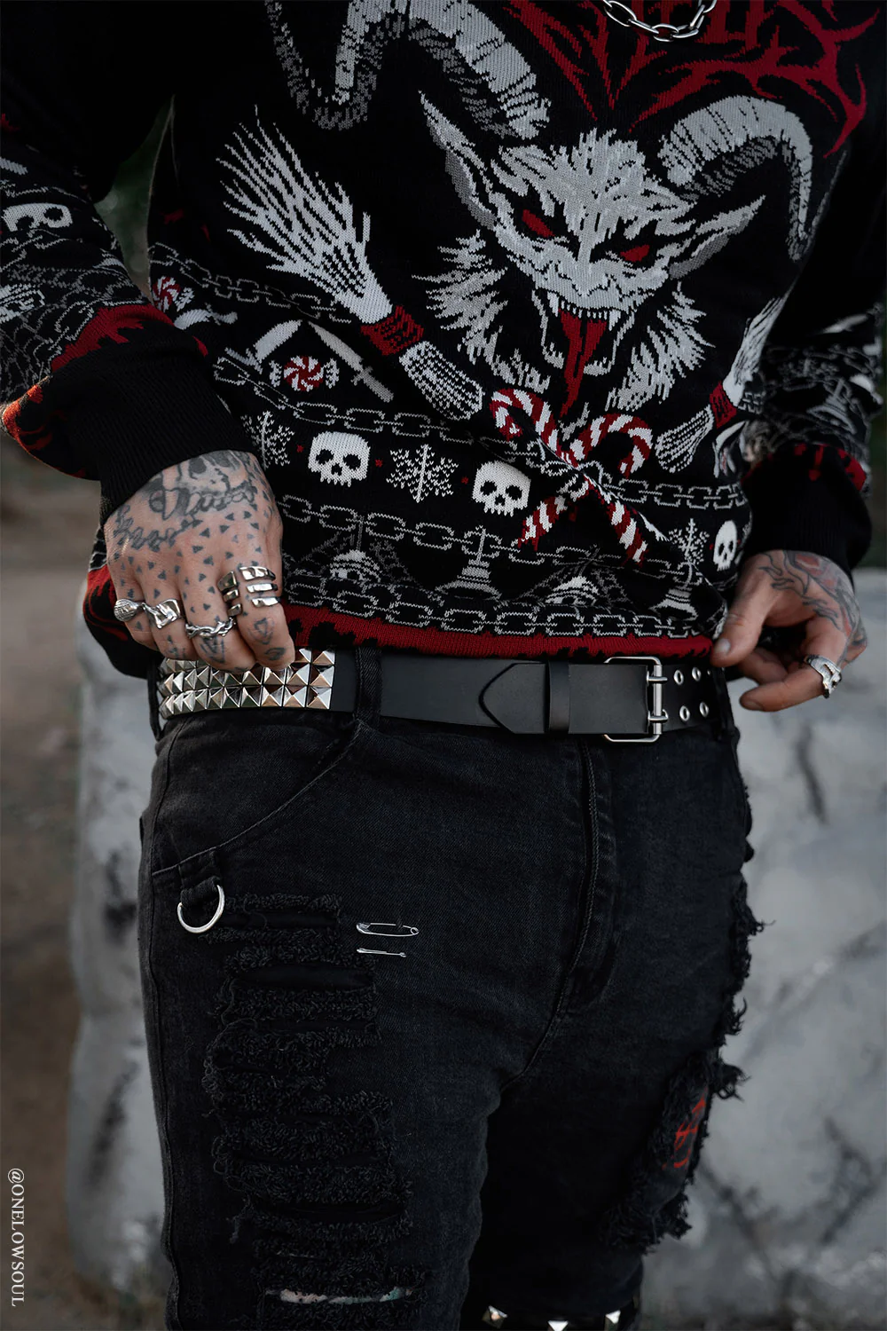 Citadel Pyramid Stud Belt [Genuine Leather] - Image 3