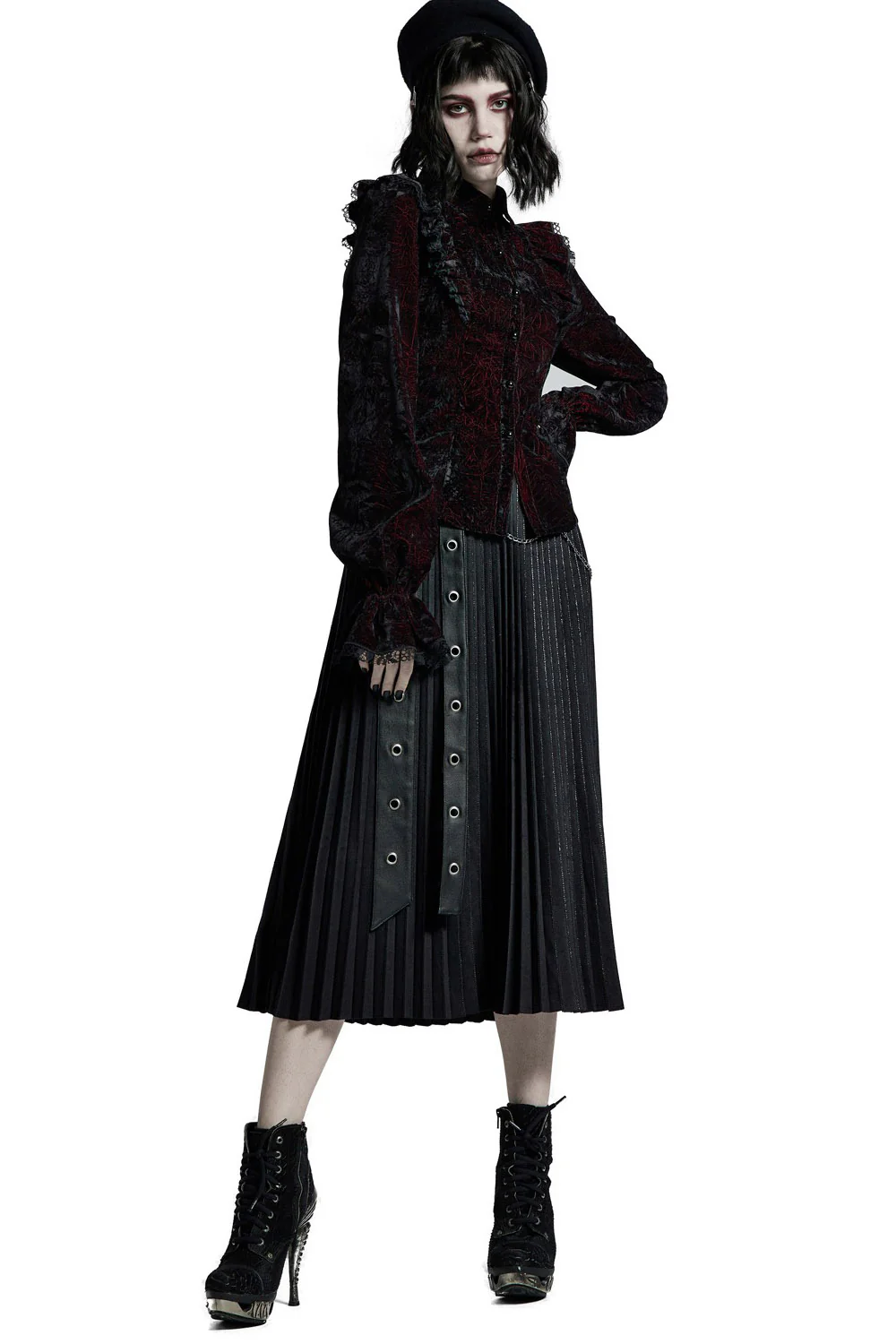 Crimson Manor Ruffled Button-Up Top - Image 4
