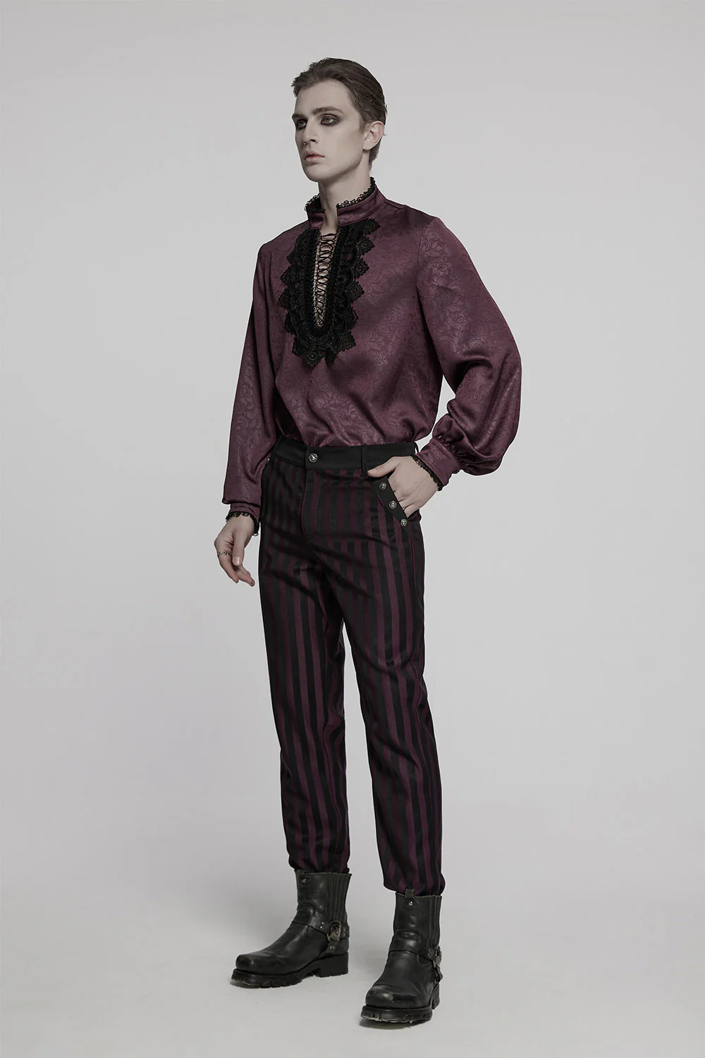 Crimson Manor Striped Pants [Black/Red] - Image 6