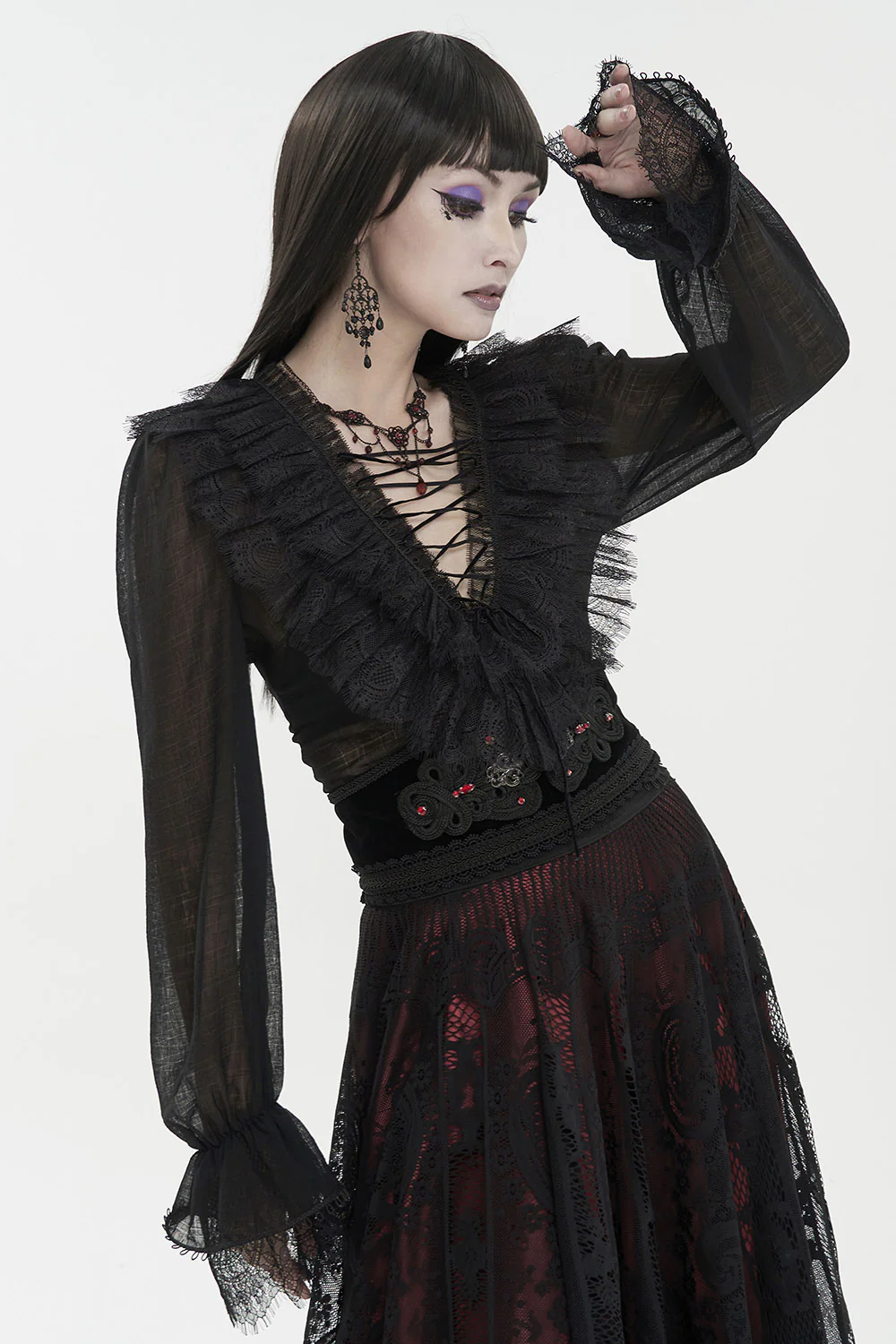 Crumbling Statues Romantic Ruffled Top