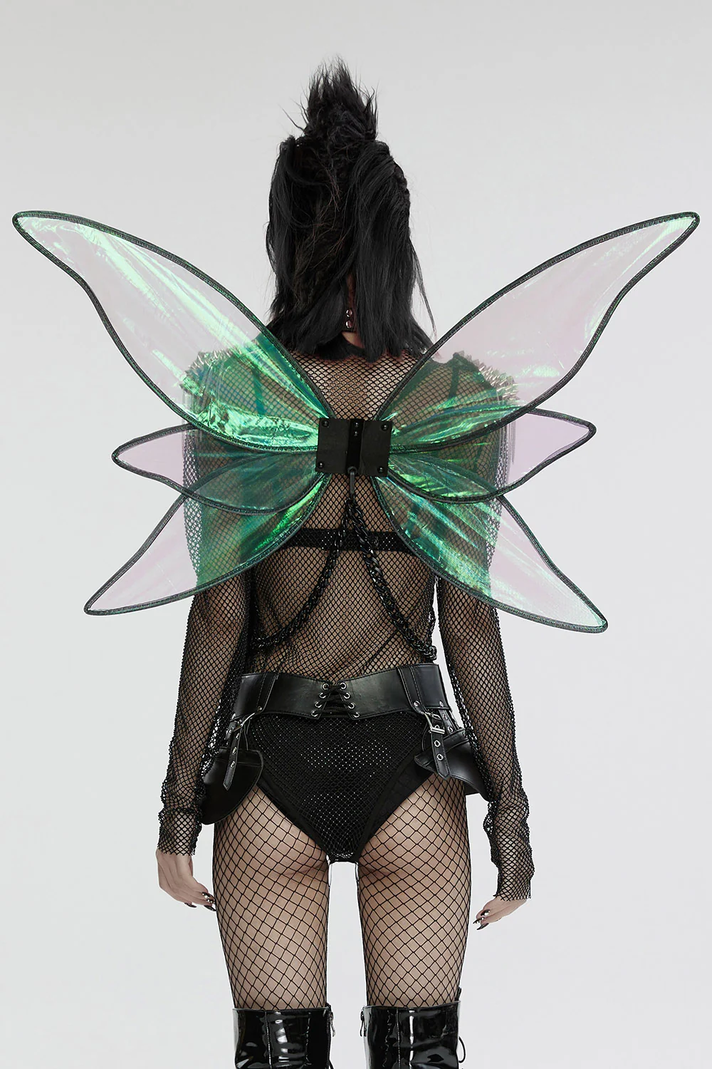 Cyberpunk Chain & Choker Fairy Wings Harness - Image 6