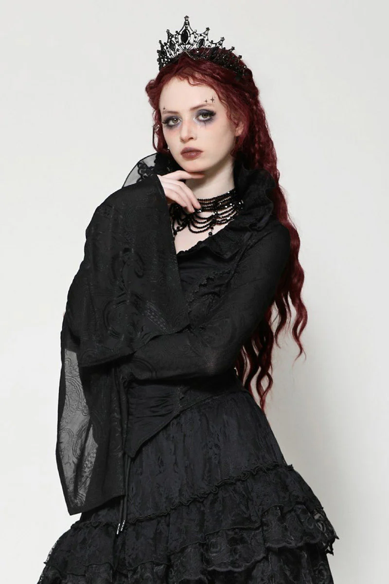 Dark Palace Ruffle Long Sleeve Top - Image 4