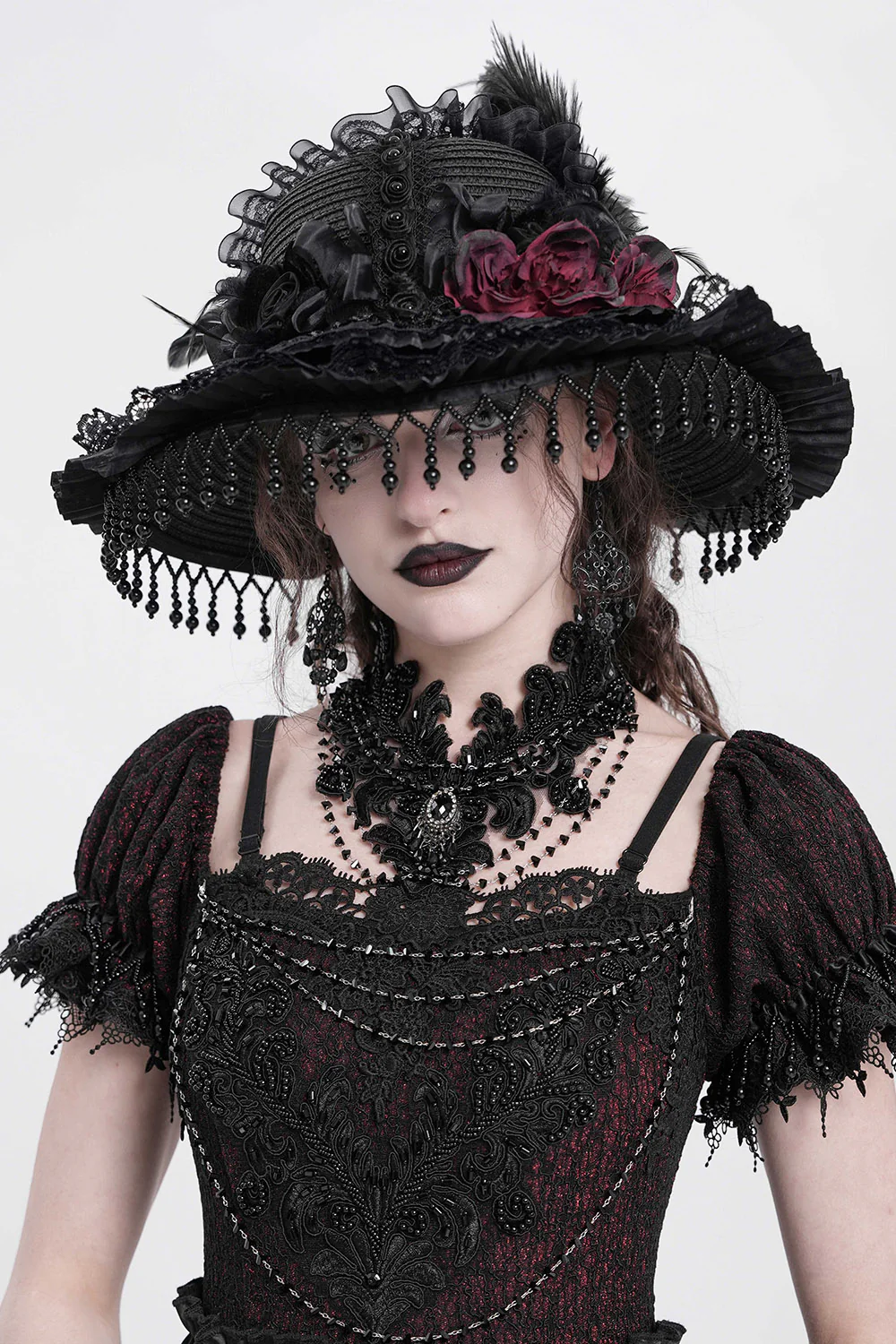 Dark Regency Embroidered Beaded Choker - Image 3