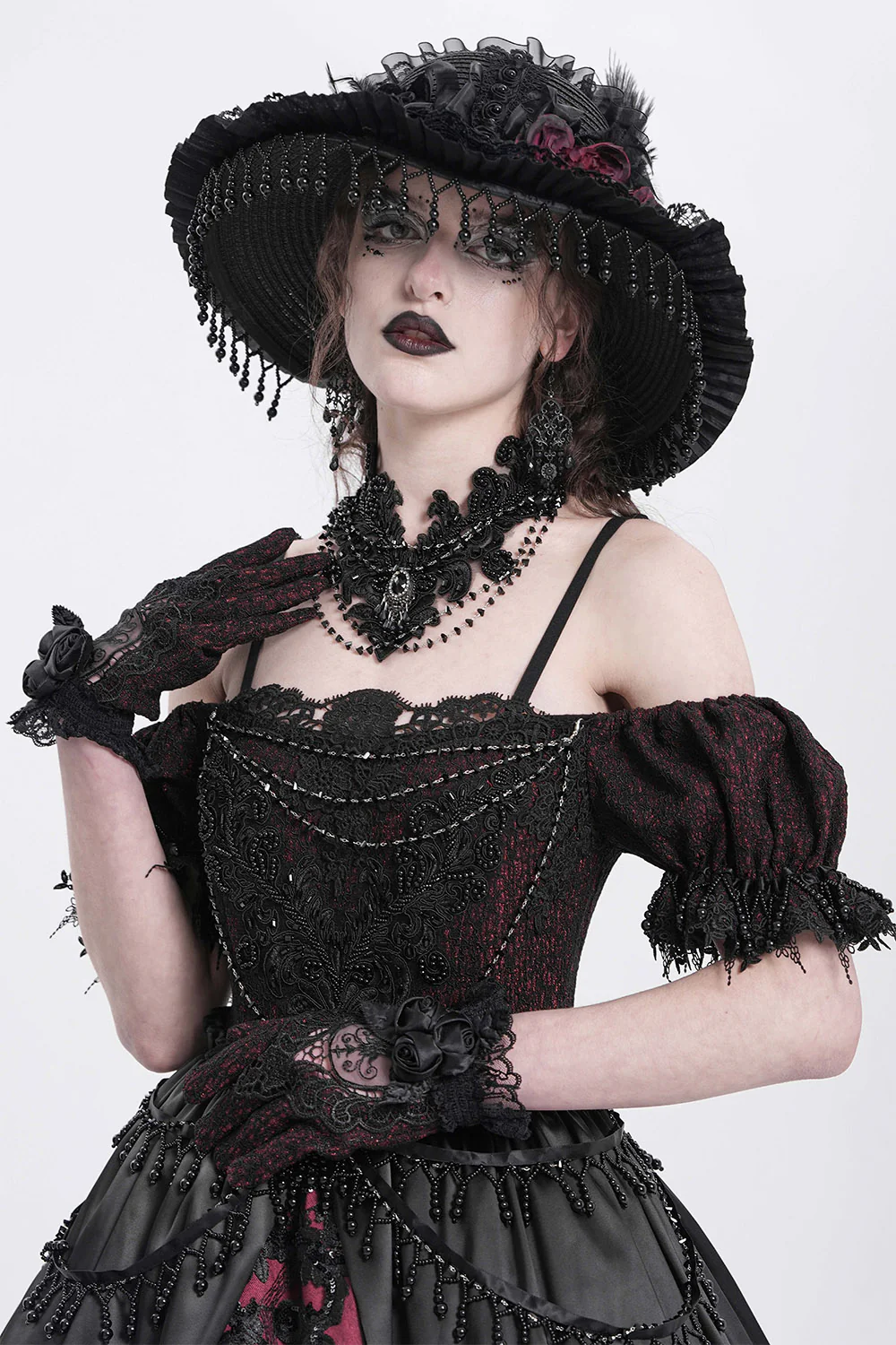 Dark Regency Embroidered Beaded Choker - Image 4