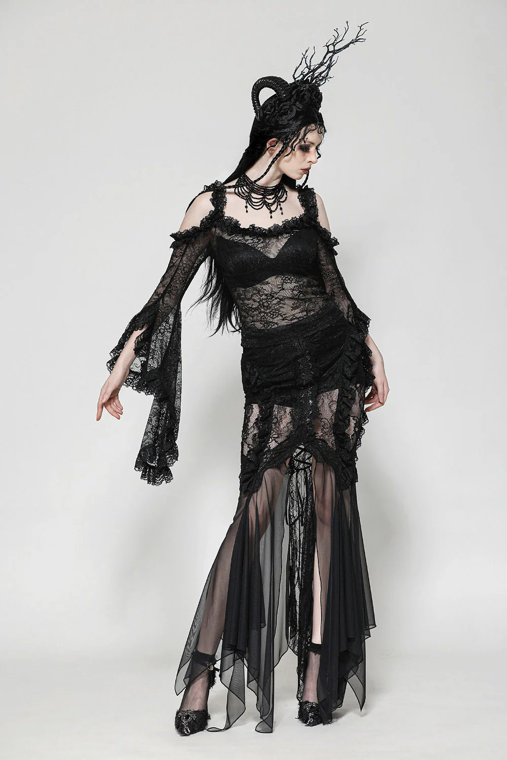 Dark Siren Irregular Hem Mermaid Skirt - Image 2