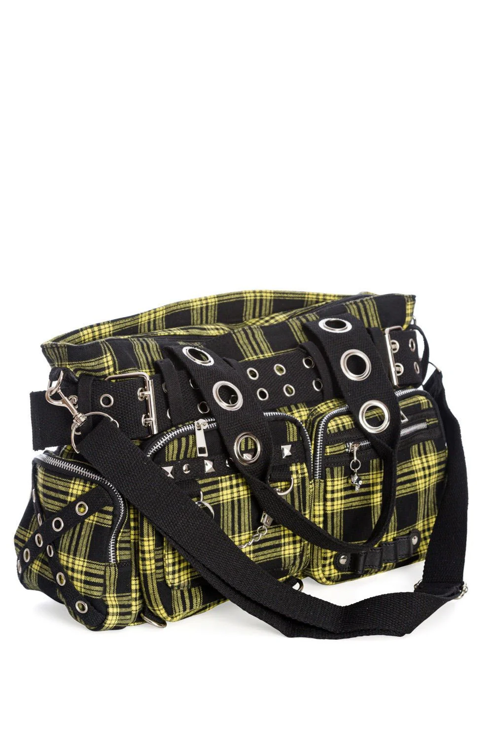 Deathhawk Punk Plaid Handbag [YELLOW] - Image 4