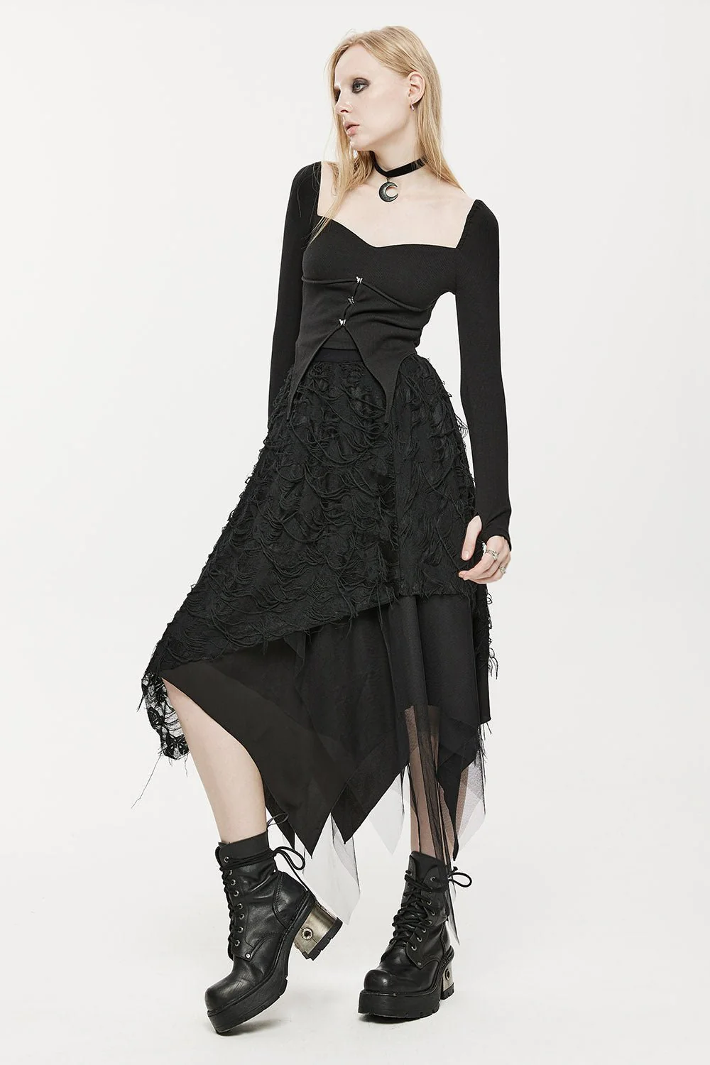 Deathmoth Distressed Midi Skirt - Image 3