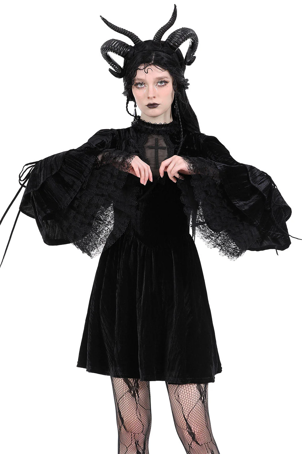 Draculara Black Velvet Dress - Image 5