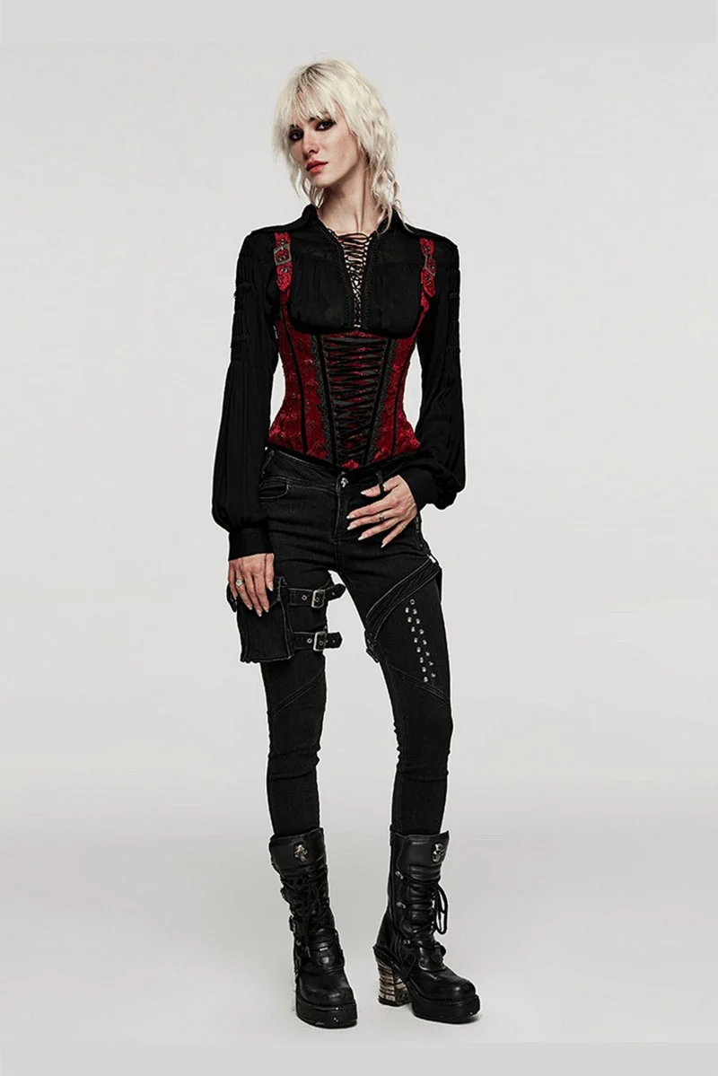 Dreadraven Cotton Lace-Up Shirt - Image 5