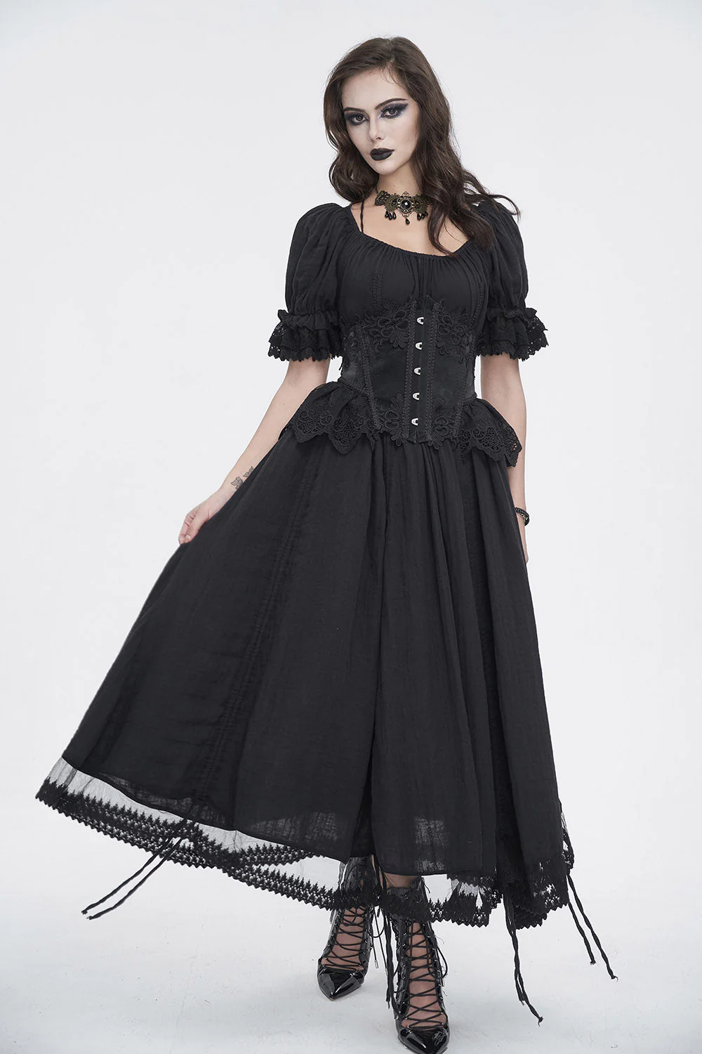 Dreary Prairie Black Bustle Dress - Image 11