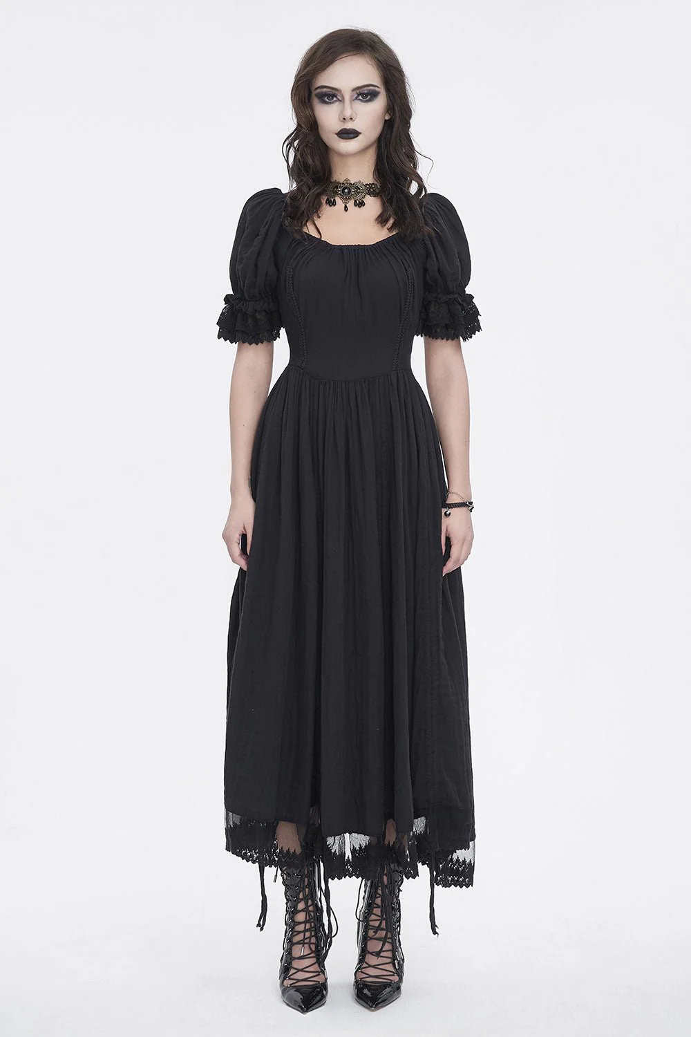 Dreary Prairie Black Bustle Dress - Image 6