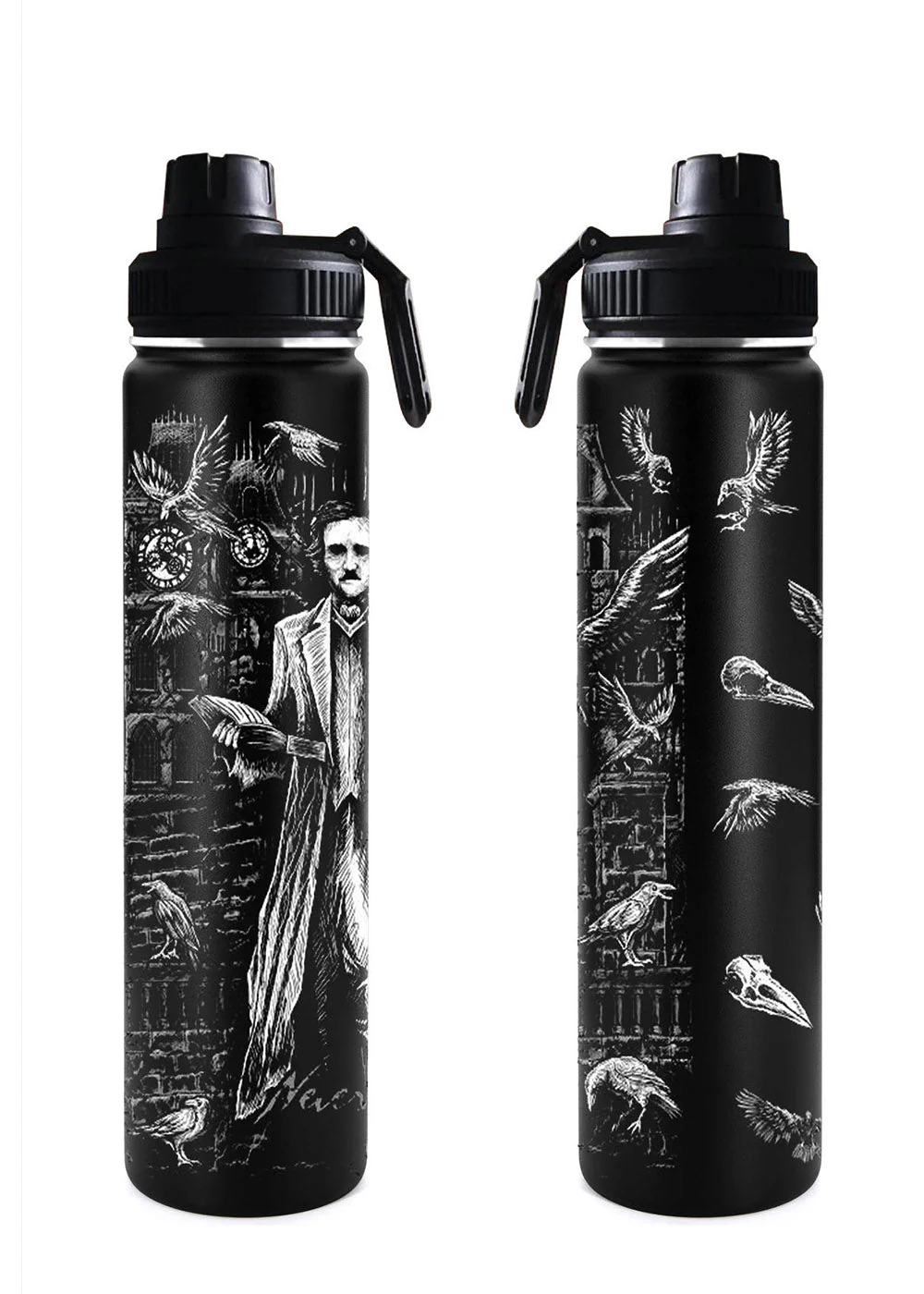 Edgar Allan Poe 24 Oz Water Bottle Tumbler - Image 11